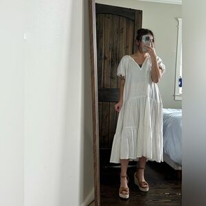 WHITE LINEN MAXI DRESS